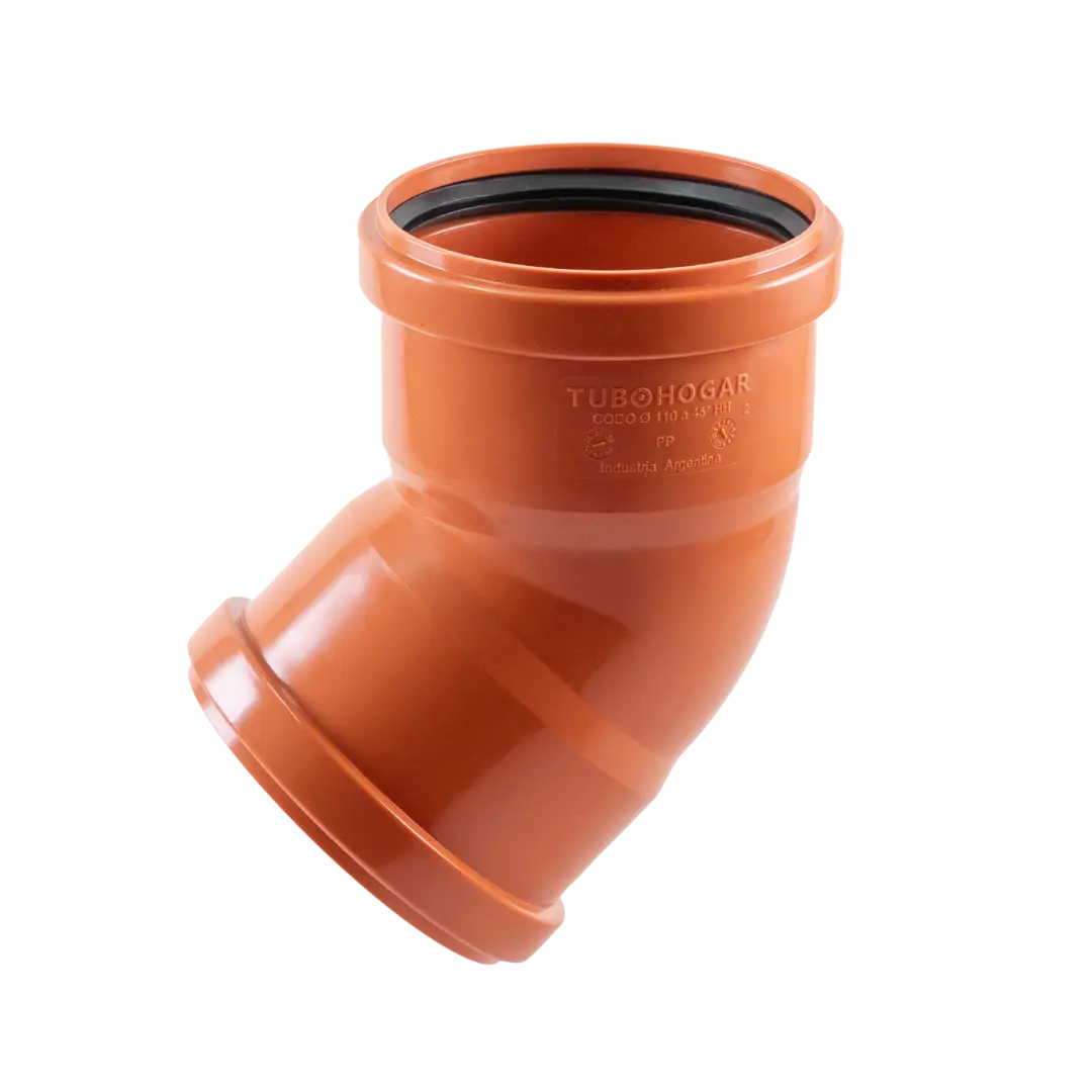 Codo 45° Ø40 mm HH con junta elástica