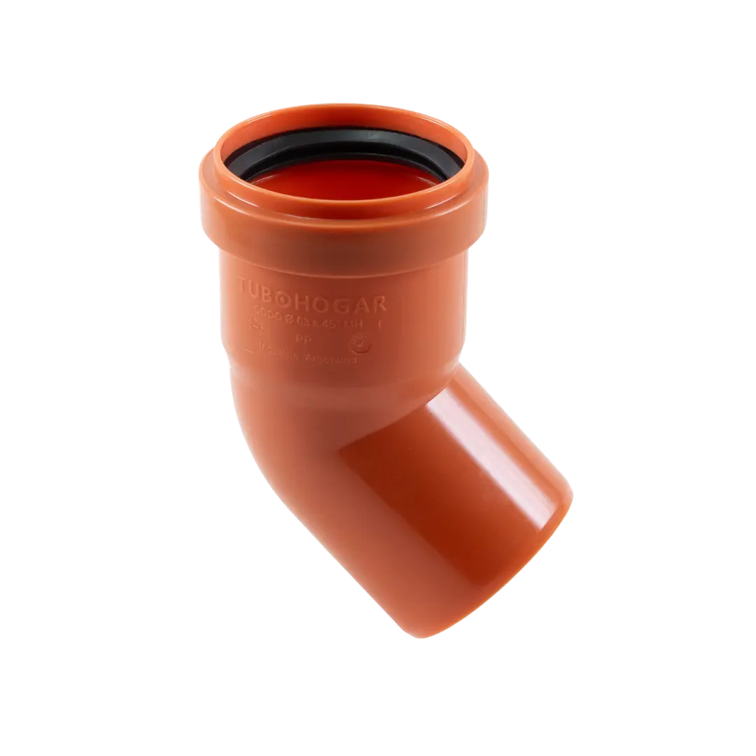 Codo 45° Ø40 mm MH con junta elástica