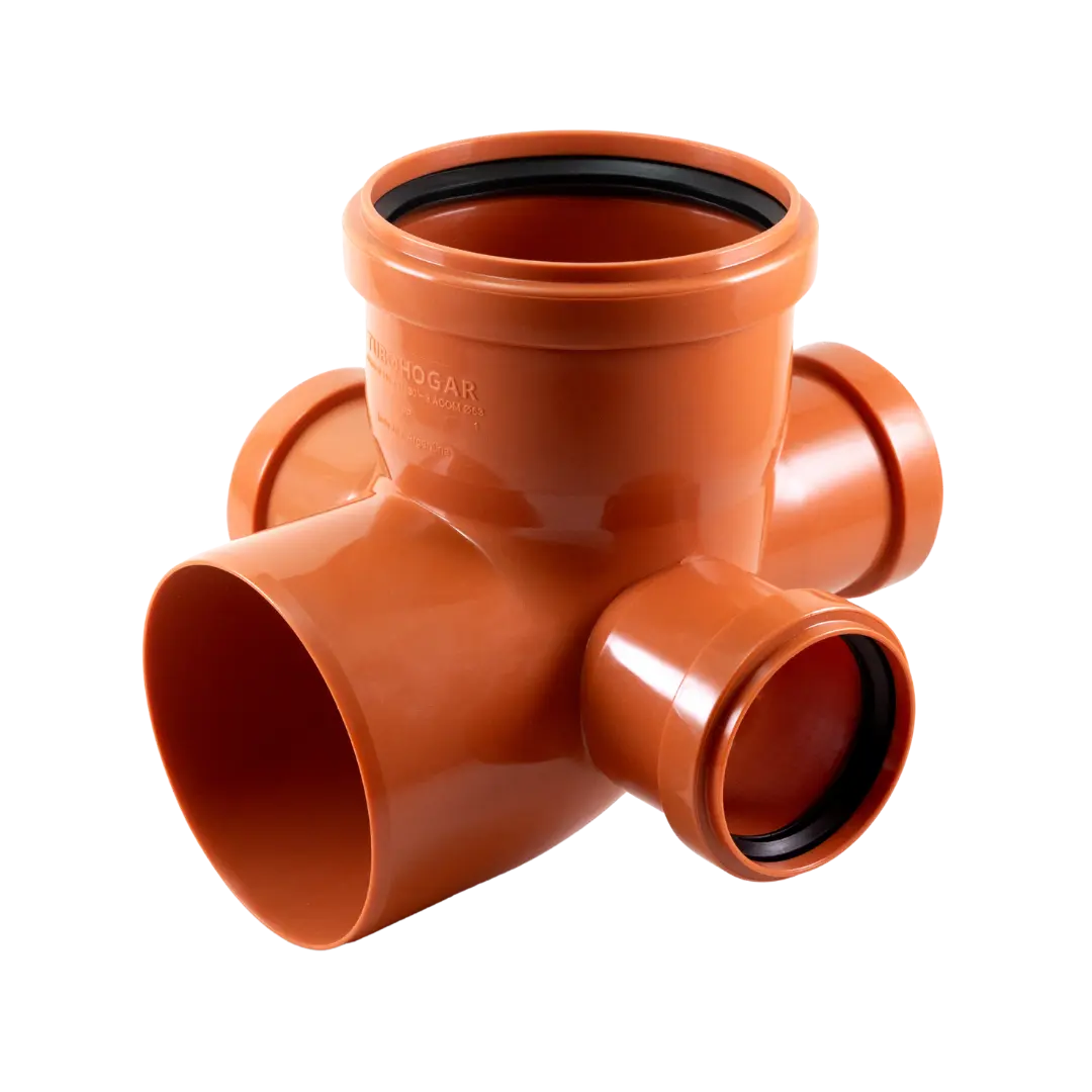 Codo 90° con 3 acometidas Ø110 × 63 mm MH con junta elástica