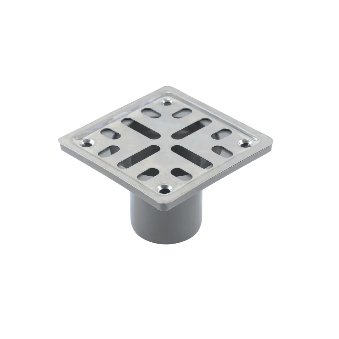 Porta rejilla con rejilla de acero inoxidable 8 × 8 Ø40 mm para desagüe con junta elástica