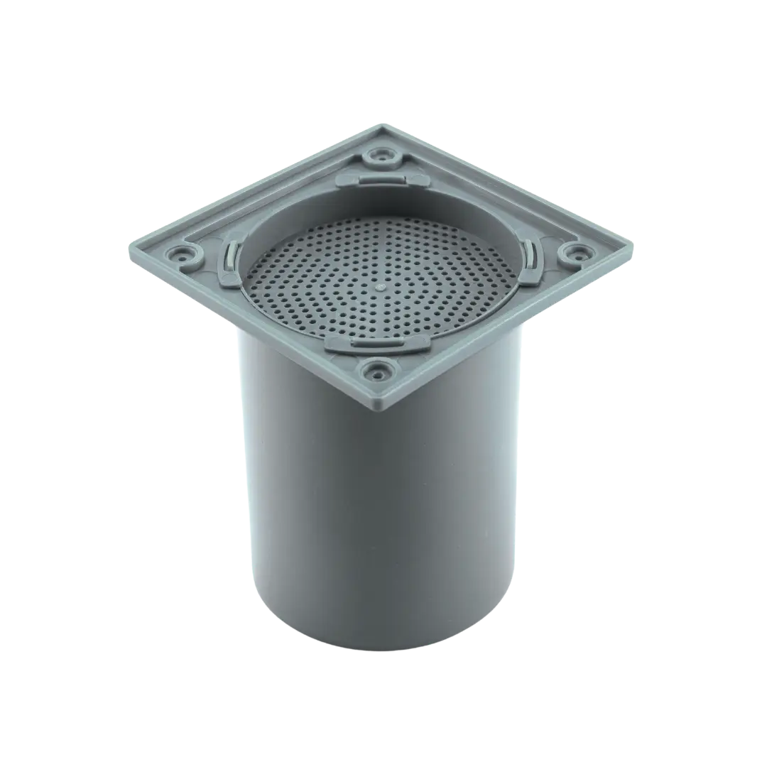 Porta rejilla con rejilla de acero inoxidable y anti-insectos 12 × 12 Ø110 mm para desagüe con junta elástica